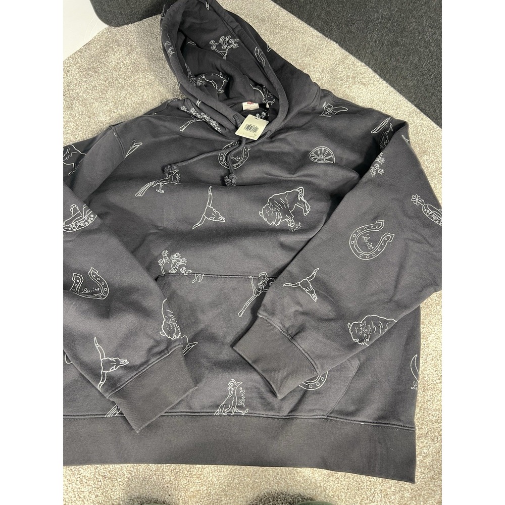 Levi's Relaxed Hoodie Cowboy Desert Print Men's Sz Large Soft